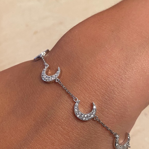 Sterling Silver RP CZ Crescent Bracelet - Picture 10 of 17